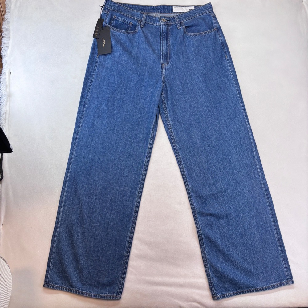 Rag & Bone Lori Mid Rise Wide Leg Jeans Medium Wash Size 30 WDD24F2935OPME New - Picture 13 of 14
